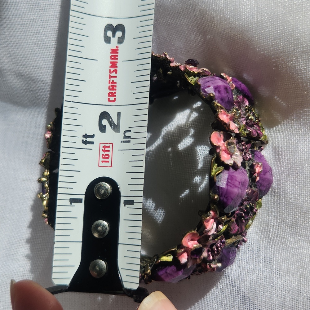 Multi Color Rhinestone Flower Floral Bangle Cuff Bracelet - Picture 13 of 14